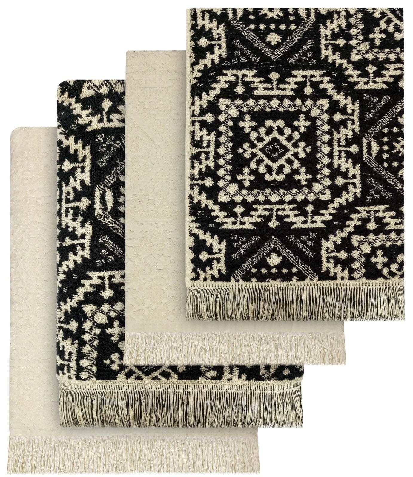 4 Piece Moroccan Towel Set 100% Cotton 500GSM High Absorbency Quick Drying Durable Soft Hand and Bath Towels for Elegant Bathroom Decor