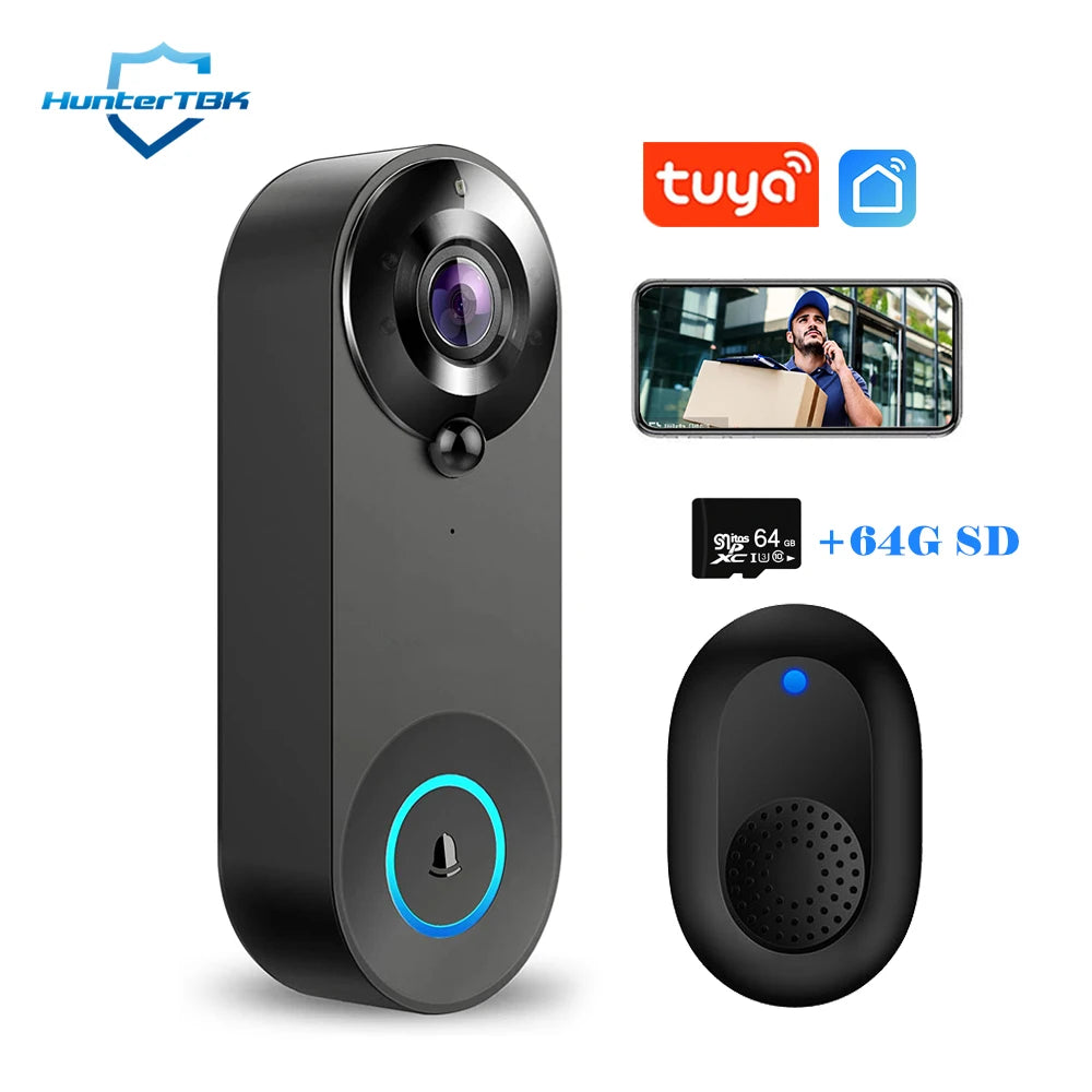 WiFi Smart Video Doorbell – 1080P Full HD | PIR Motion Detection | Two-Way Audio | Secure Cloud Storage