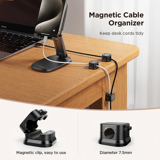 Joyroom Magnetic Cable Clips – 6 Pack Adjustable Cord Holders for Desk, Wall & Car | Self-Adhesive & No-Residue