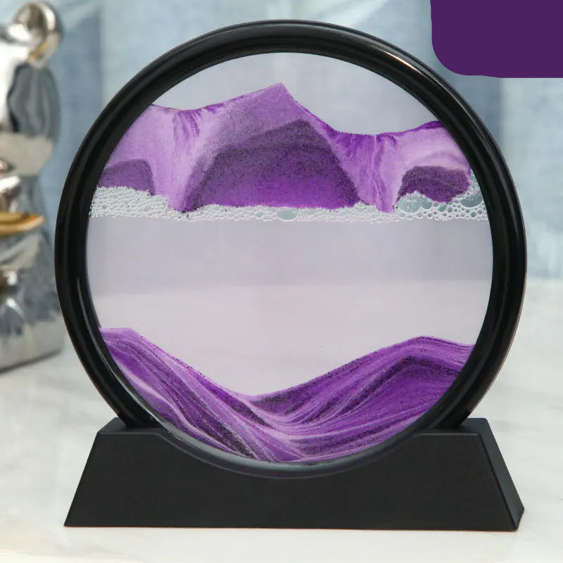 3D Moving Sand Art Frame – Round Glass Sandscape Painting for Office & Home Decor (18cm)
