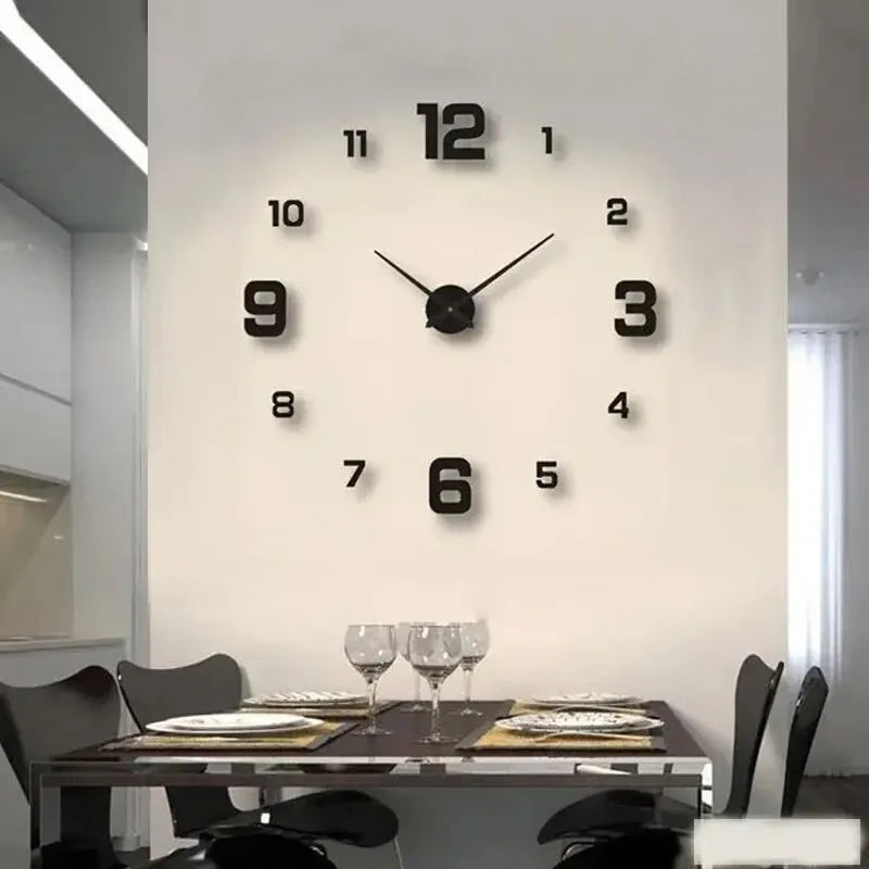 Frameless DIY Wall Clock – Silent Large Modern Wall Sticker Clock for Living Room, Office & Bedroom