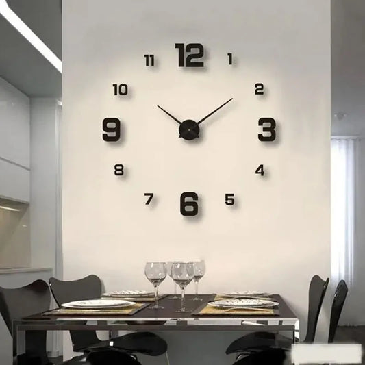 Frameless DIY Wall Clock – Silent Large Modern Wall Sticker Clock for Living Room, Office & Bedroom