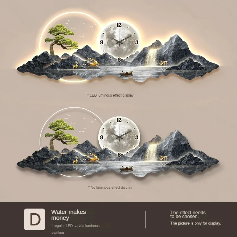 Elegant LED Luminous Mountainscape Wall Clock