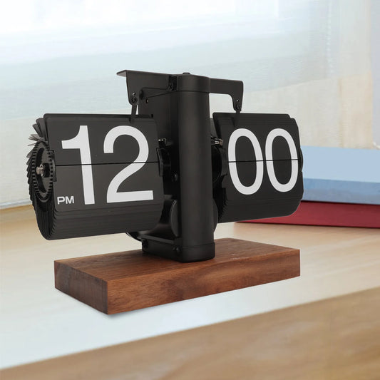 Retro Flip Down Clock – Battery-Powered Mechanical Timepiece for Desk, Shelf, or Office Decor