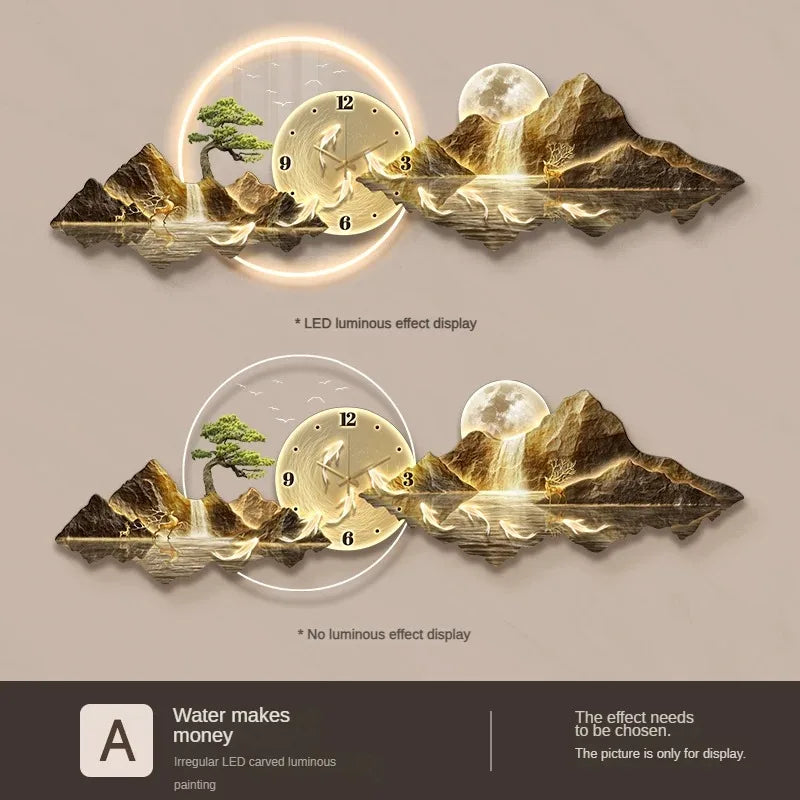 Elegant LED Luminous Mountainscape Wall Clock