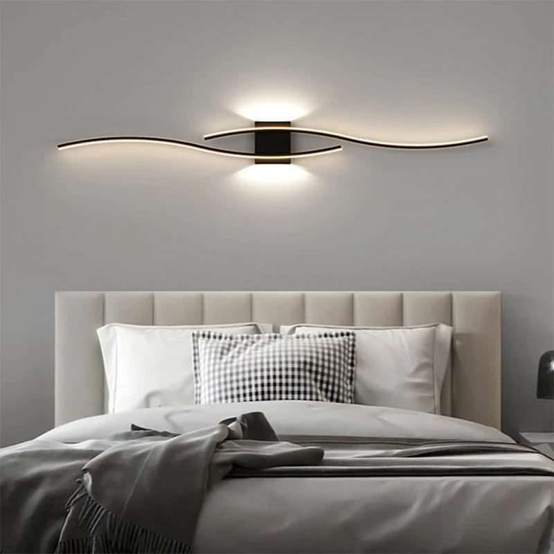 Modern LED Wall Lamp – Remote-Controlled, Dimmable Light for Living Room, Bedroom & Hallways (Black/Gold, 60–100cm)
