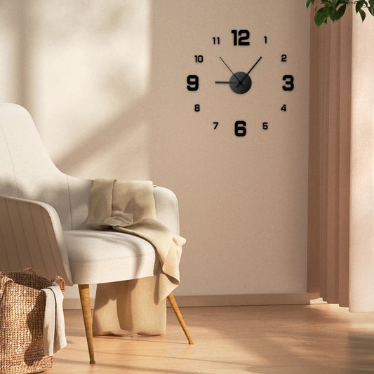 Frameless DIY Wall Clock – Silent Large Modern Wall Sticker Clock for Living Room, Office & Bedroom