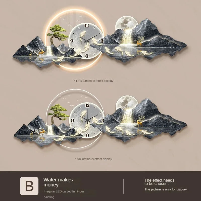 Elegant LED Luminous Mountainscape Wall Clock