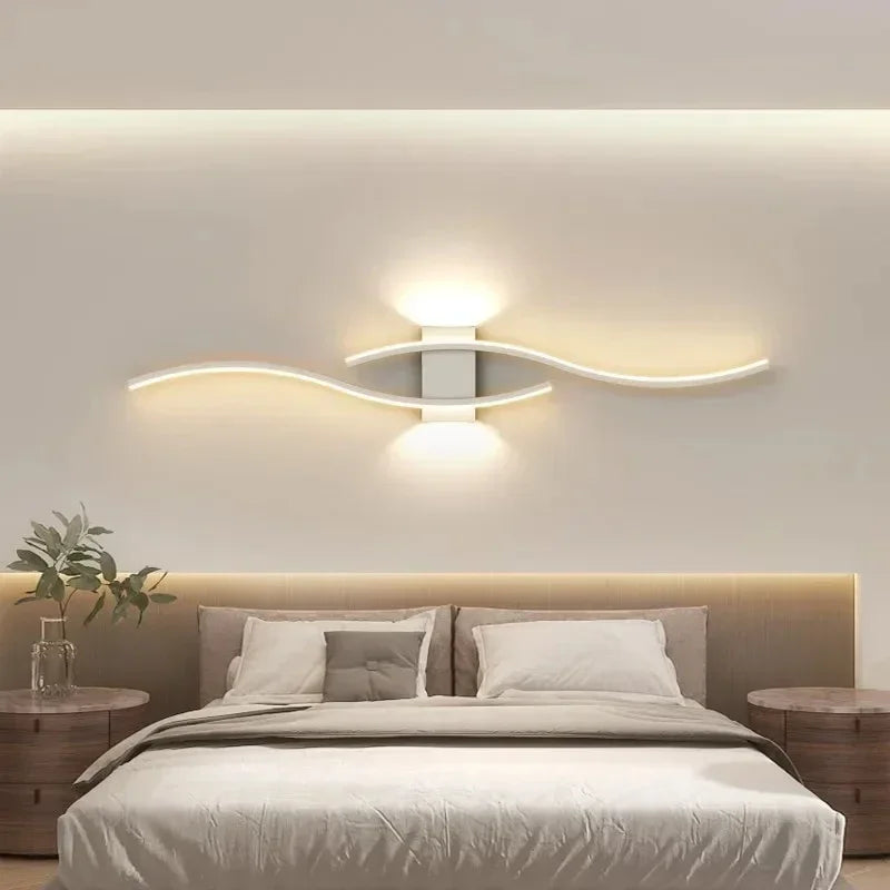Modern LED Wall Lamp – Remote-Controlled, Dimmable Light for Living Room, Bedroom & Hallways (Black/Gold, 60–100cm)