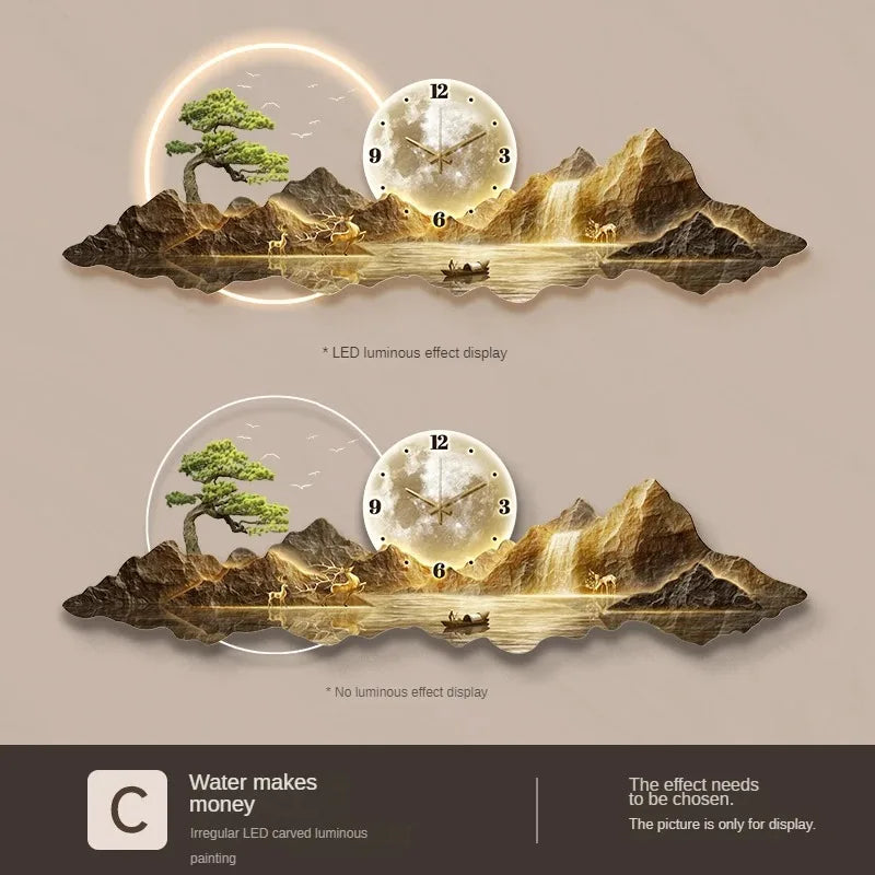 Elegant LED Luminous Mountainscape Wall Clock