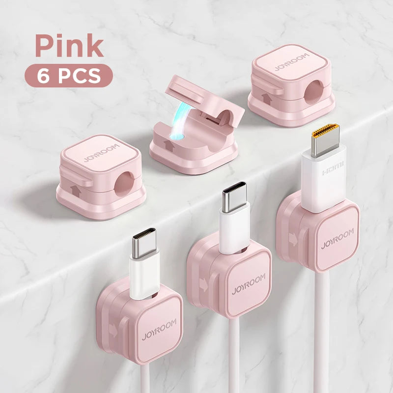 Joyroom Magnetic Cable Clips – 6 Pack Adjustable Cord Holders for Desk, Wall & Car | Self-Adhesive & No-Residue