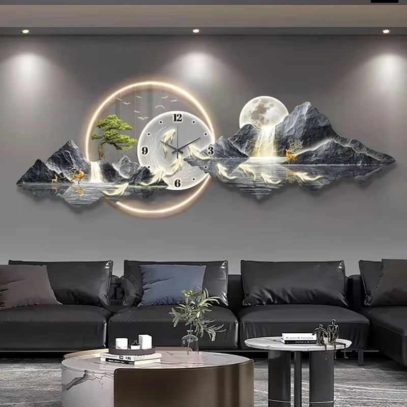 Elegant LED Luminous Mountainscape Wall Clock