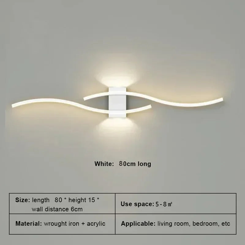 Modern LED Wall Lamp – Remote-Controlled, Dimmable Light for Living Room, Bedroom & Hallways (Black/Gold, 60–100cm)