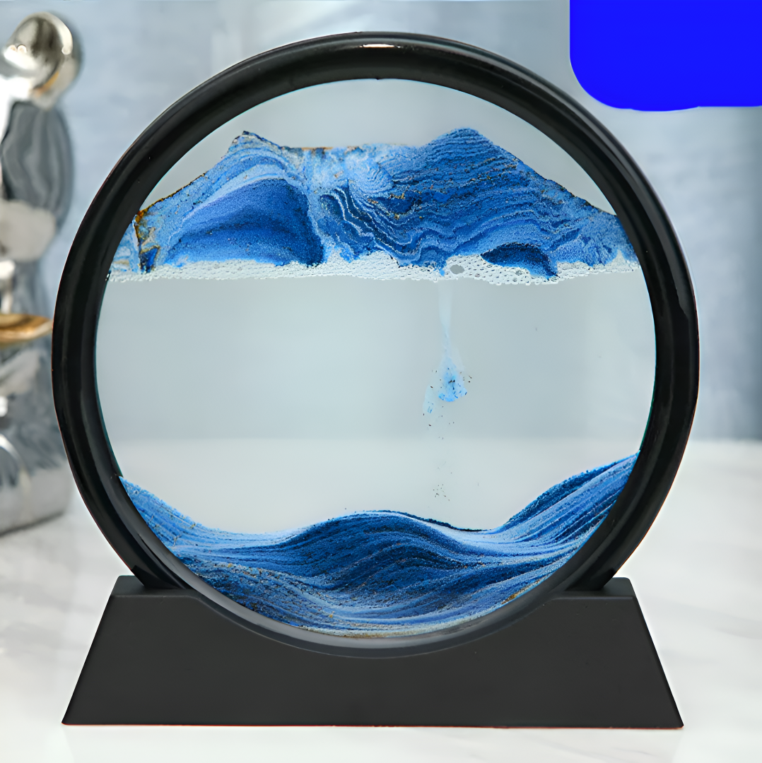 3D Moving Sand Art Frame – Round Glass Sandscape Painting for Office & Home Decor (18cm)