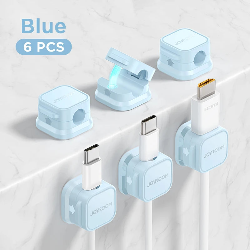 Joyroom Magnetic Cable Clips – 6 Pack Adjustable Cord Holders for Desk, Wall & Car | Self-Adhesive & No-Residue