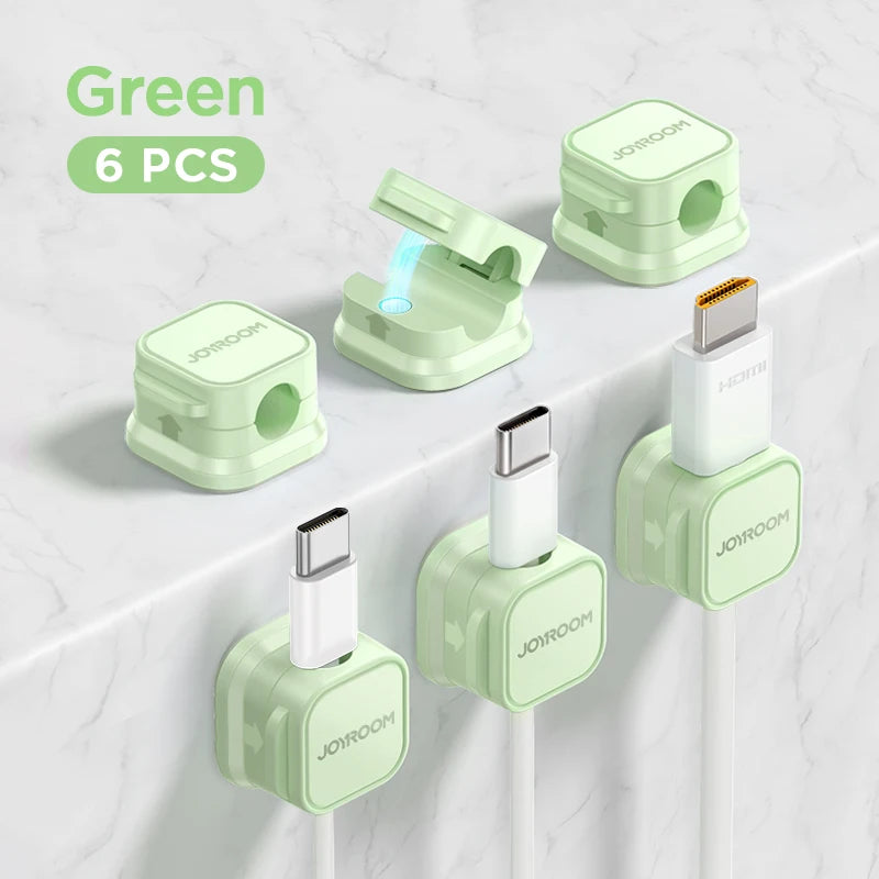 Joyroom Magnetic Cable Clips – 6 Pack Adjustable Cord Holders for Desk, Wall & Car | Self-Adhesive & No-Residue