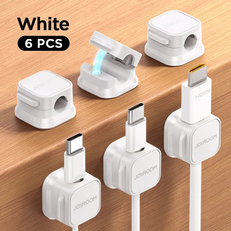 Joyroom Magnetic Cable Clips – 6 Pack Adjustable Cord Holders for Desk, Wall & Car | Self-Adhesive & No-Residue