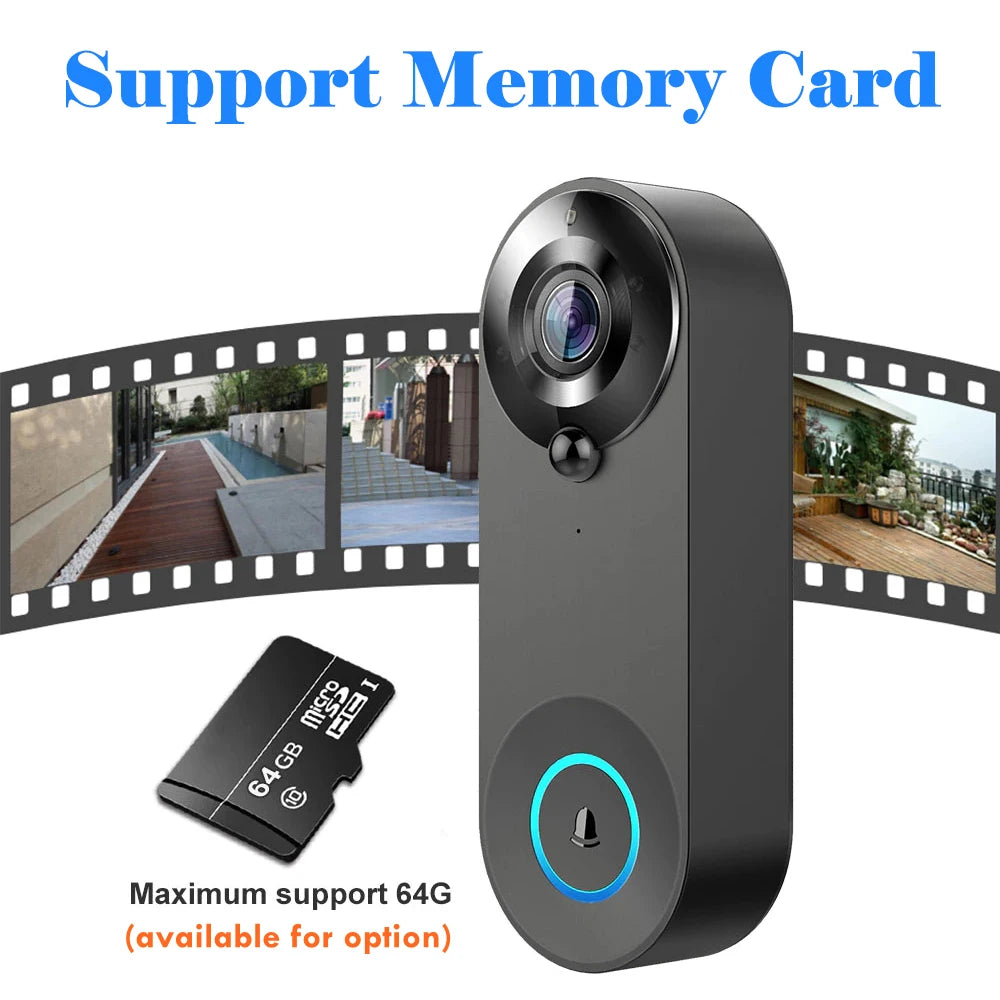 WiFi Smart Video Doorbell – 1080P Full HD | PIR Motion Detection | Two-Way Audio | Secure Cloud Storage