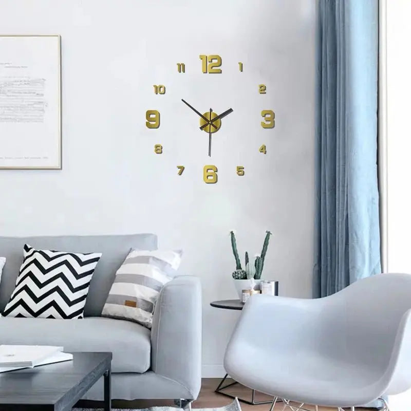 Frameless DIY Wall Clock – Silent Large Modern Wall Sticker Clock for Living Room, Office & Bedroom