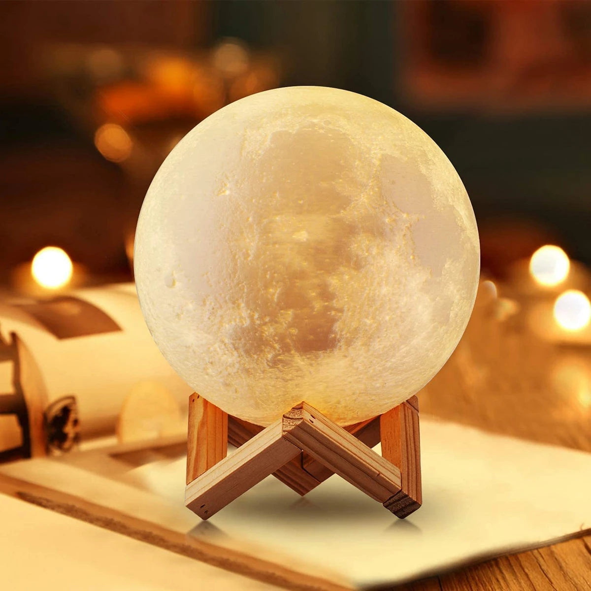 8.5cm LED Moon Lamp – 7 Color Changing Night Light with Stand | Battery Powered for Kids, Gifts & Bedroom Decor