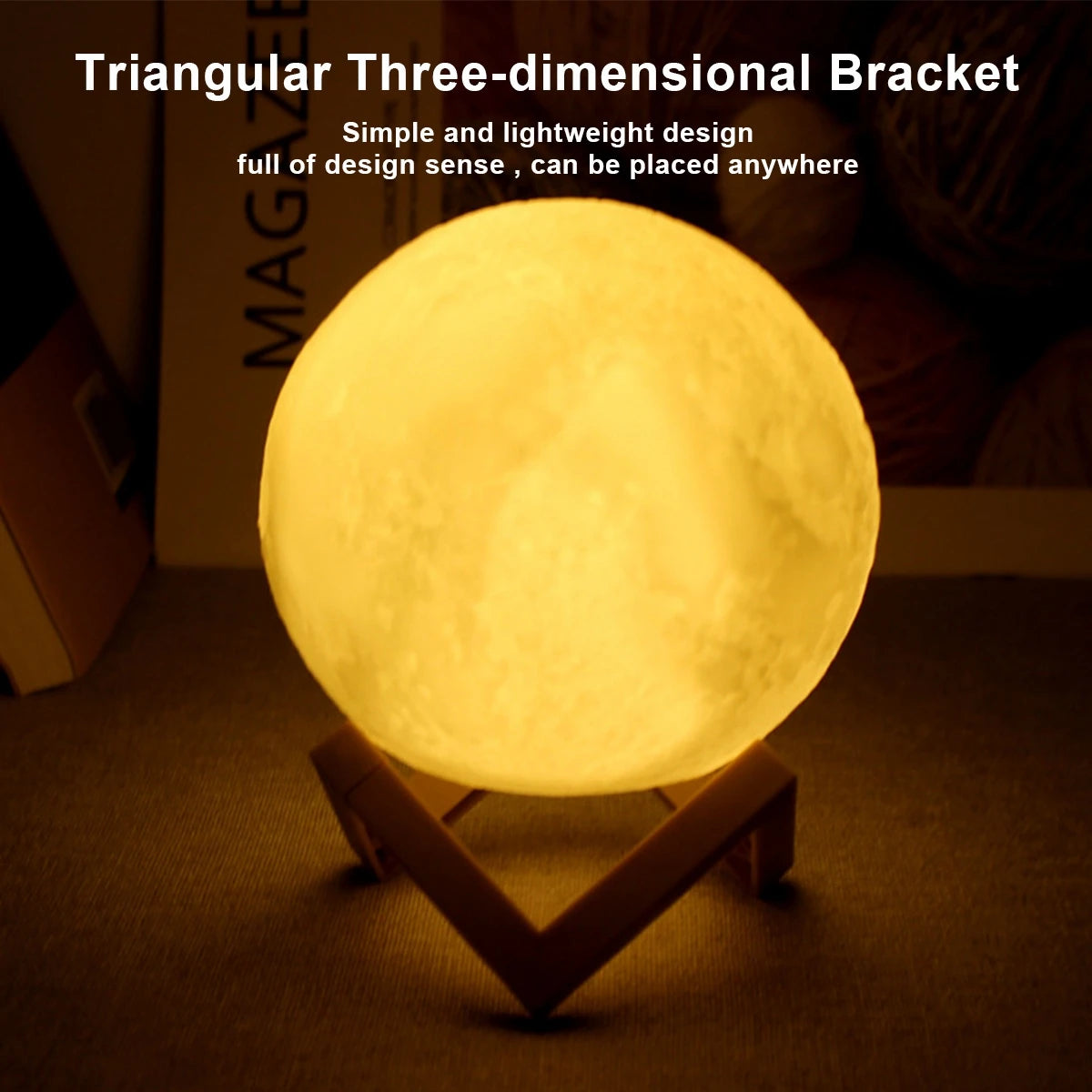 8.5cm LED Moon Lamp – 7 Color Changing Night Light with Stand | Battery Powered for Kids, Gifts & Bedroom Decor