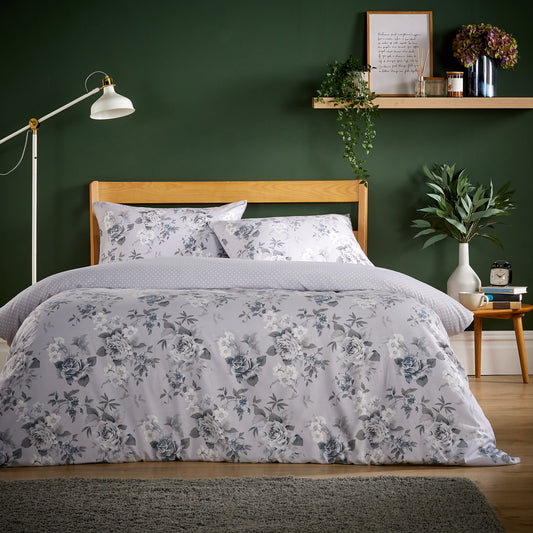 Appleby Grey Super Soft Flannel Duvet Cover Set with Pillowcases Warm & Cosy Quilt Bedding in Multiple Sizes Available