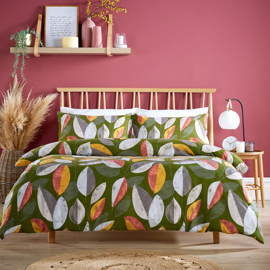 Bodenham Leaf Print Duvet Cover Bedding Set Ultra Soft Cotton Blend Fade & Shrink Resistant Includes Quilt Cover & Pillowcases Single Double & King Sizes