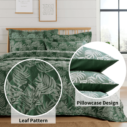 Leaf Jacquard Reversible Duvet Cover Sets in Grey and Pink with Cotton Blend for Ultimate Comfort Eco-Friendly Bedding in King Queen Double Single Sizes