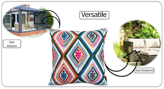 Vibrant Meze Outdoor Waterproof Garden Bench Patio and Indoor Cushions Durable Polyester Hollow-Fibre Filled 43x43 cm