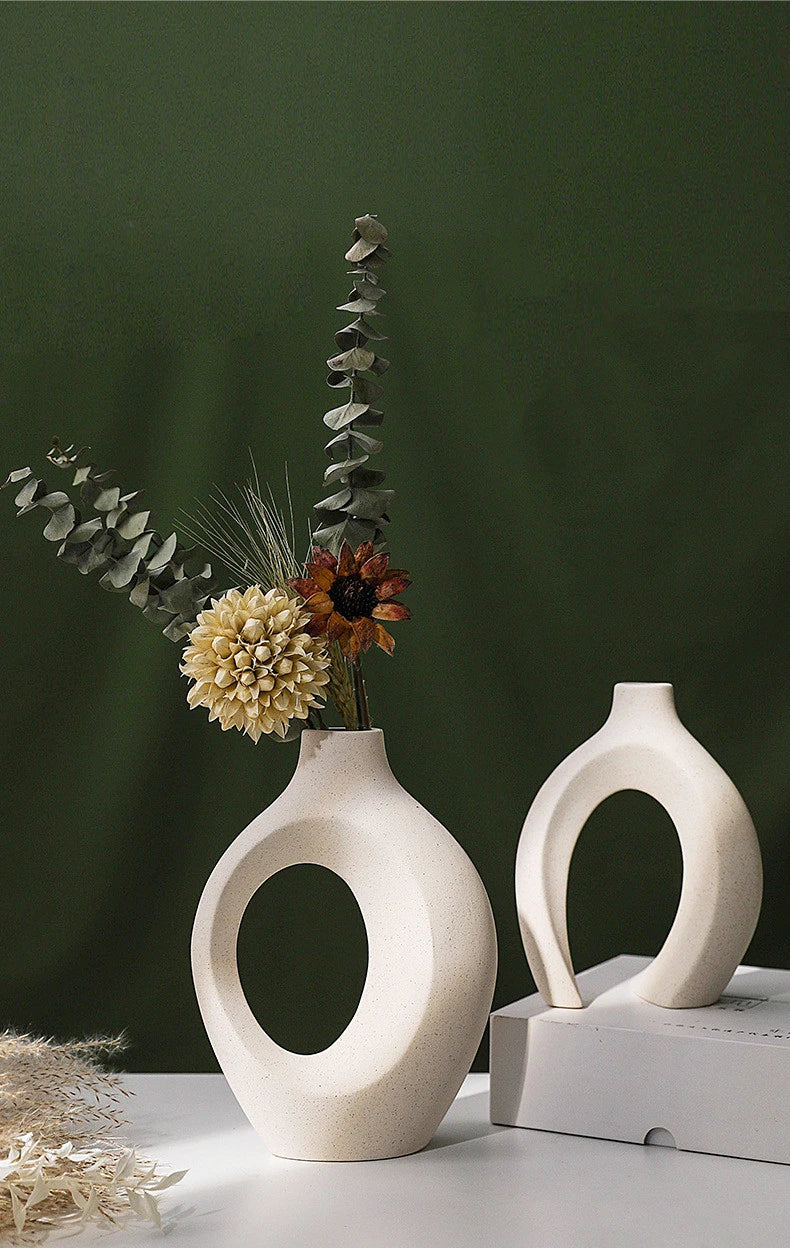 Nordic Hollow Ceramic Vase (Set of 2)