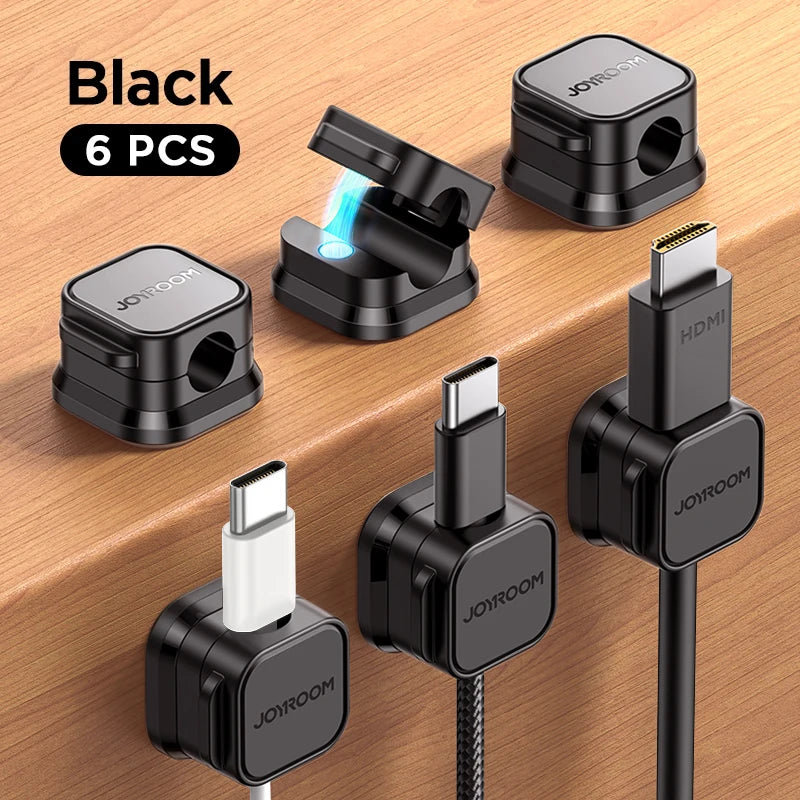 Joyroom Magnetic Cable Clips – 6 Pack Adjustable Cord Holders for Desk, Wall & Car | Self-Adhesive & No-Residue