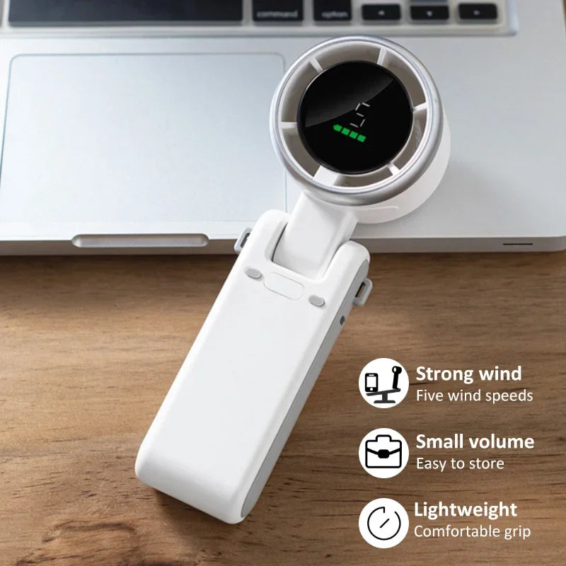 UltraFold™ 5-Speed Portable Turbo Fan – Compact, Rechargeable, and Foldable