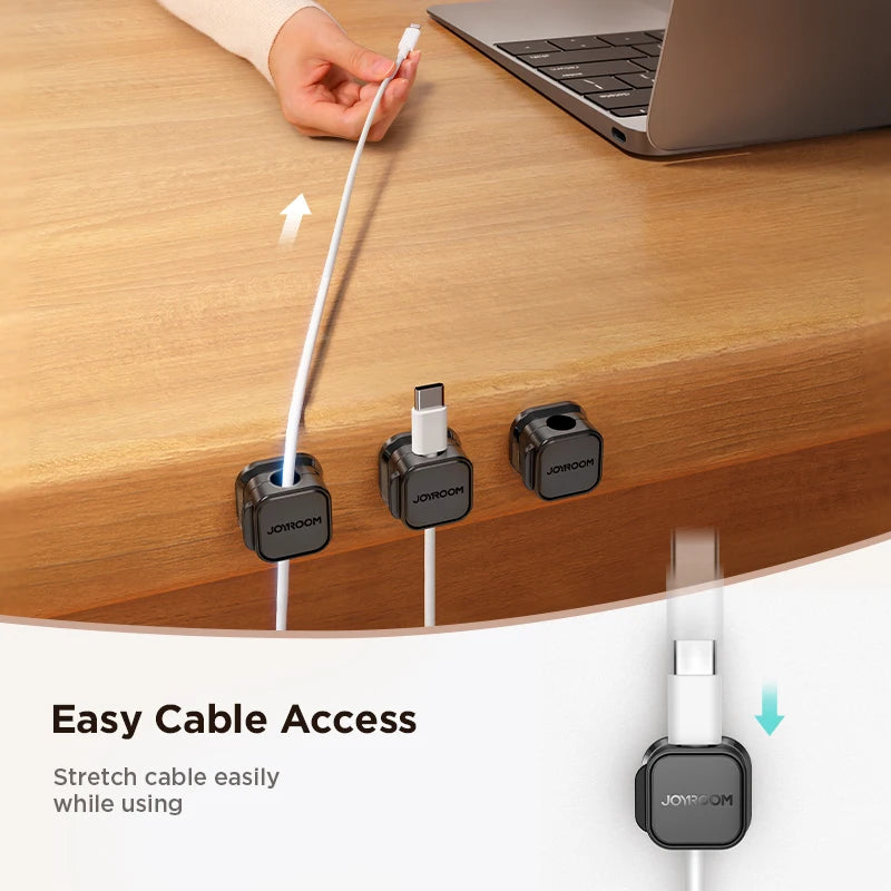 Joyroom Magnetic Cable Clips – 6 Pack Adjustable Cord Holders for Desk, Wall & Car | Self-Adhesive & No-Residue