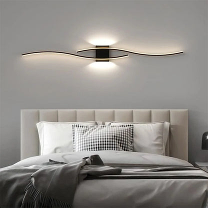Modern LED Wall Lamp – Remote-Controlled, Dimmable Light for Living Room, Bedroom & Hallways (Black/Gold, 60–100cm)