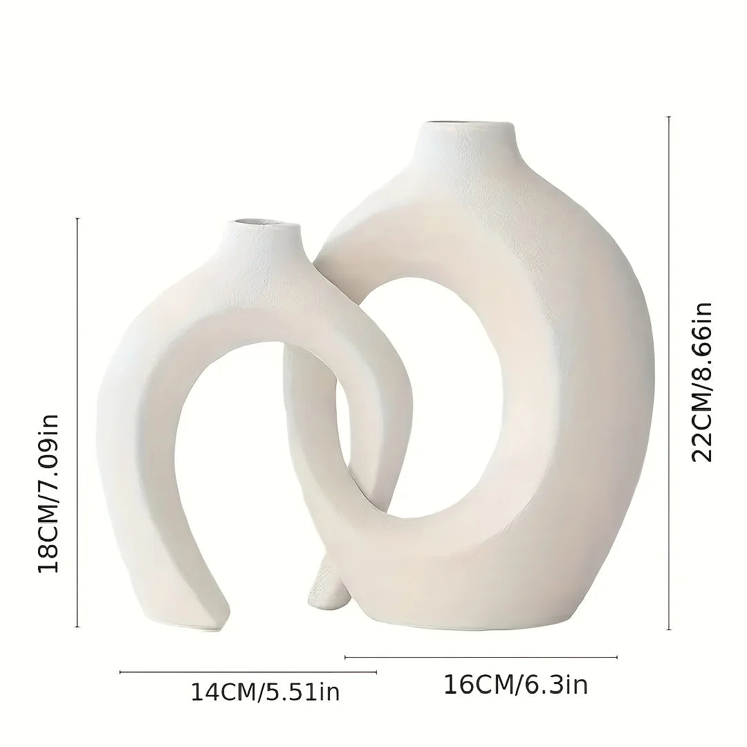 Nordic Hollow Ceramic Vase (Set of 2)