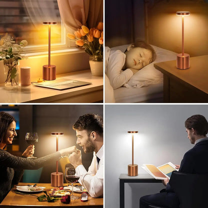 LED Touch Table Lamp – Rechargeable, Wireless, Dimmable Bedside Light for Home, Restaurant & Office