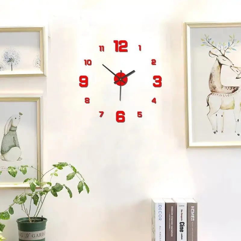 Frameless DIY Wall Clock – Silent Large Modern Wall Sticker Clock for Living Room, Office & Bedroom
