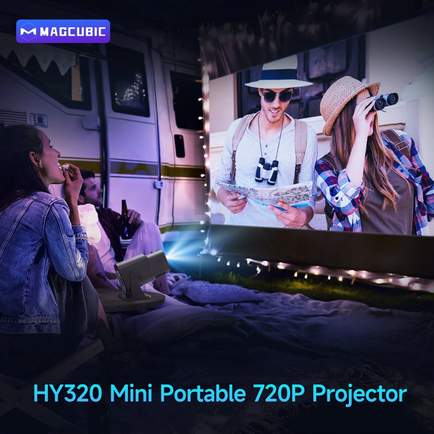 HY320 Mini Projector – Native 720P, 300 ANSI, Wi-Fi 6, Bluetooth 5.0, Android 11, 200” Display