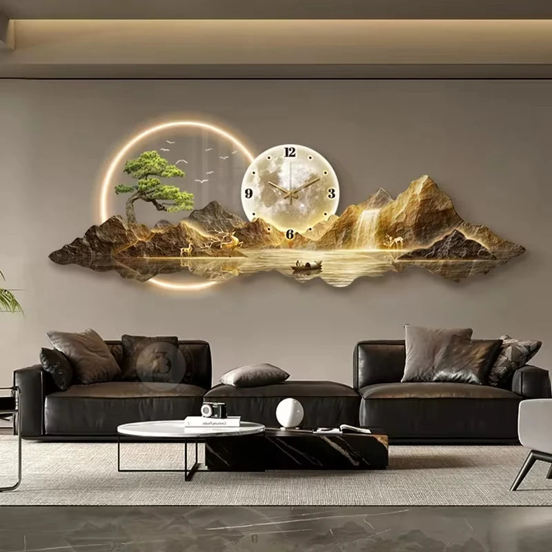 Elegant LED Luminous Mountainscape Wall Clock