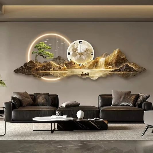Elegant LED Luminous Mountainscape Wall Clock