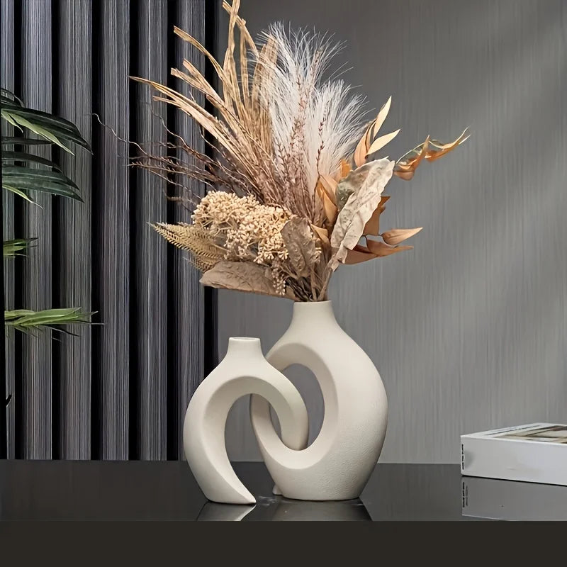 Nordic Hollow Ceramic Vase (Set of 2)