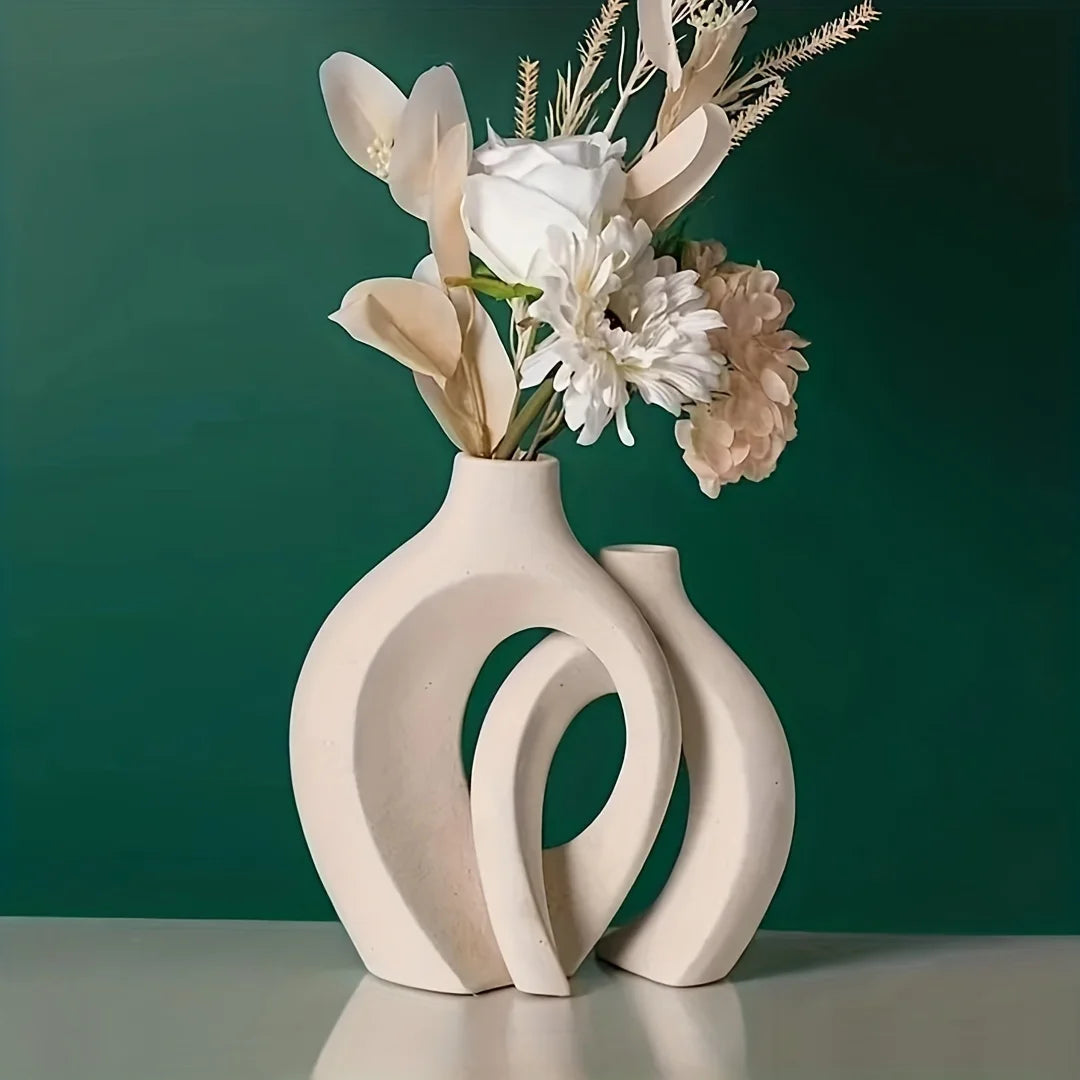 Nordic Hollow Ceramic Vase (Set of 2)
