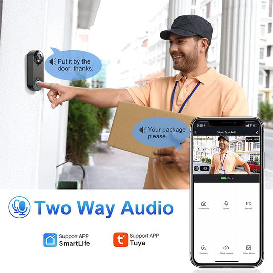 WiFi Smart Video Doorbell – 1080P Full HD | PIR Motion Detection | Two-Way Audio | Secure Cloud Storage