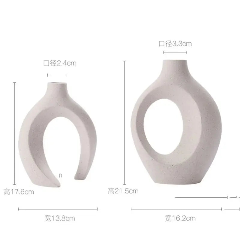 Nordic Hollow Ceramic Vase (Set of 2)