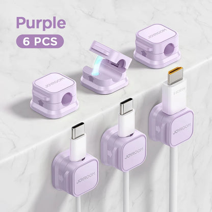 Joyroom Magnetic Cable Clips – 6 Pack Adjustable Cord Holders for Desk, Wall & Car | Self-Adhesive & No-Residue