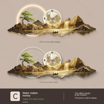 Elegant LED Luminous Mountainscape Wall Clock