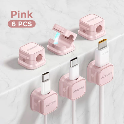 Joyroom Magnetic Cable Clips – 6 Pack Adjustable Cord Holders for Desk, Wall & Car | Self-Adhesive & No-Residue