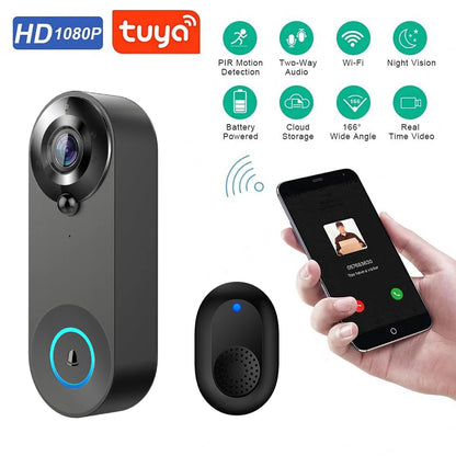 WiFi Smart Video Doorbell – 1080P Full HD | PIR Motion Detection | Two-Way Audio | Secure Cloud Storage