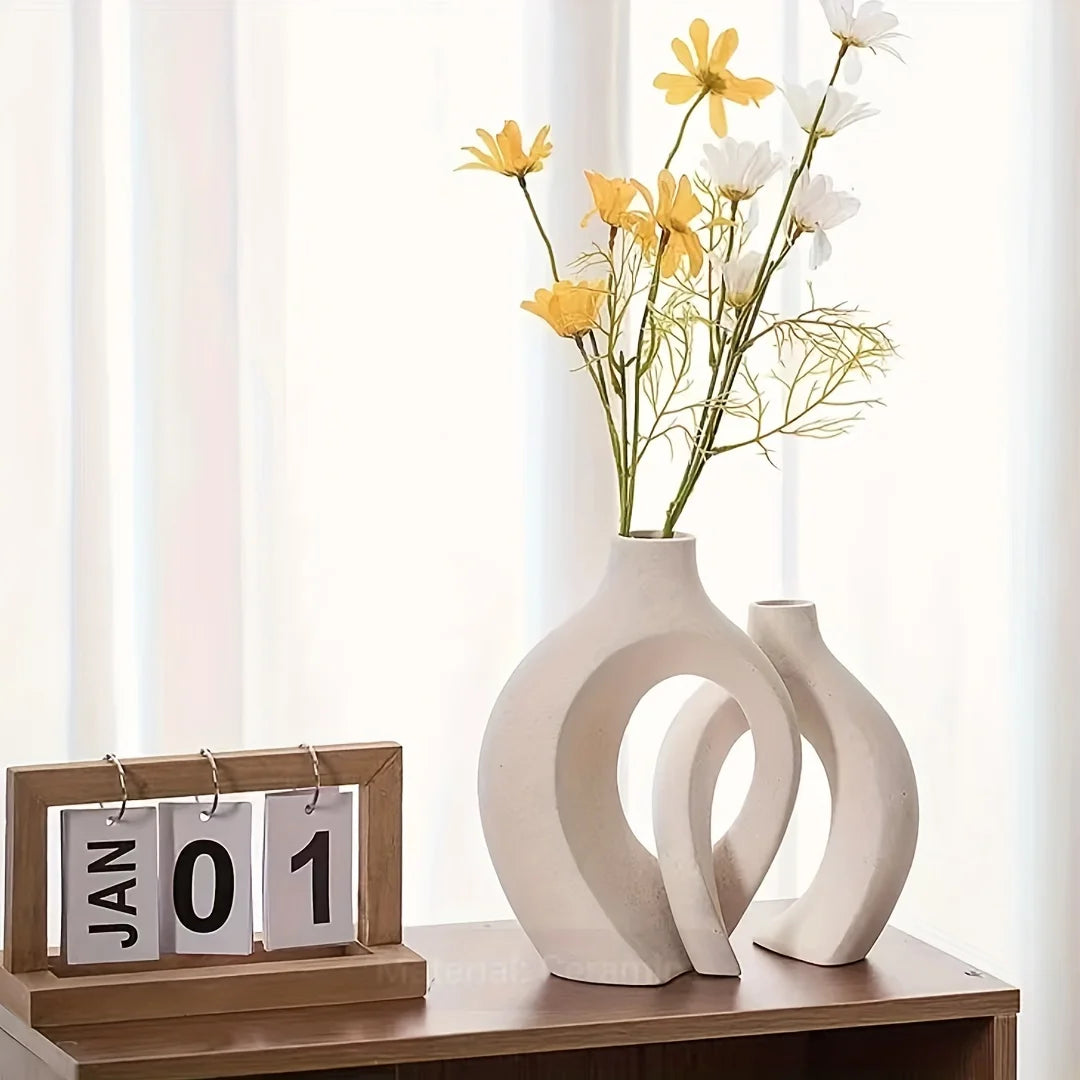 Nordic Hollow Ceramic Vase (Set of 2)