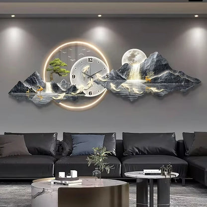 Elegant LED Luminous Mountainscape Wall Clock